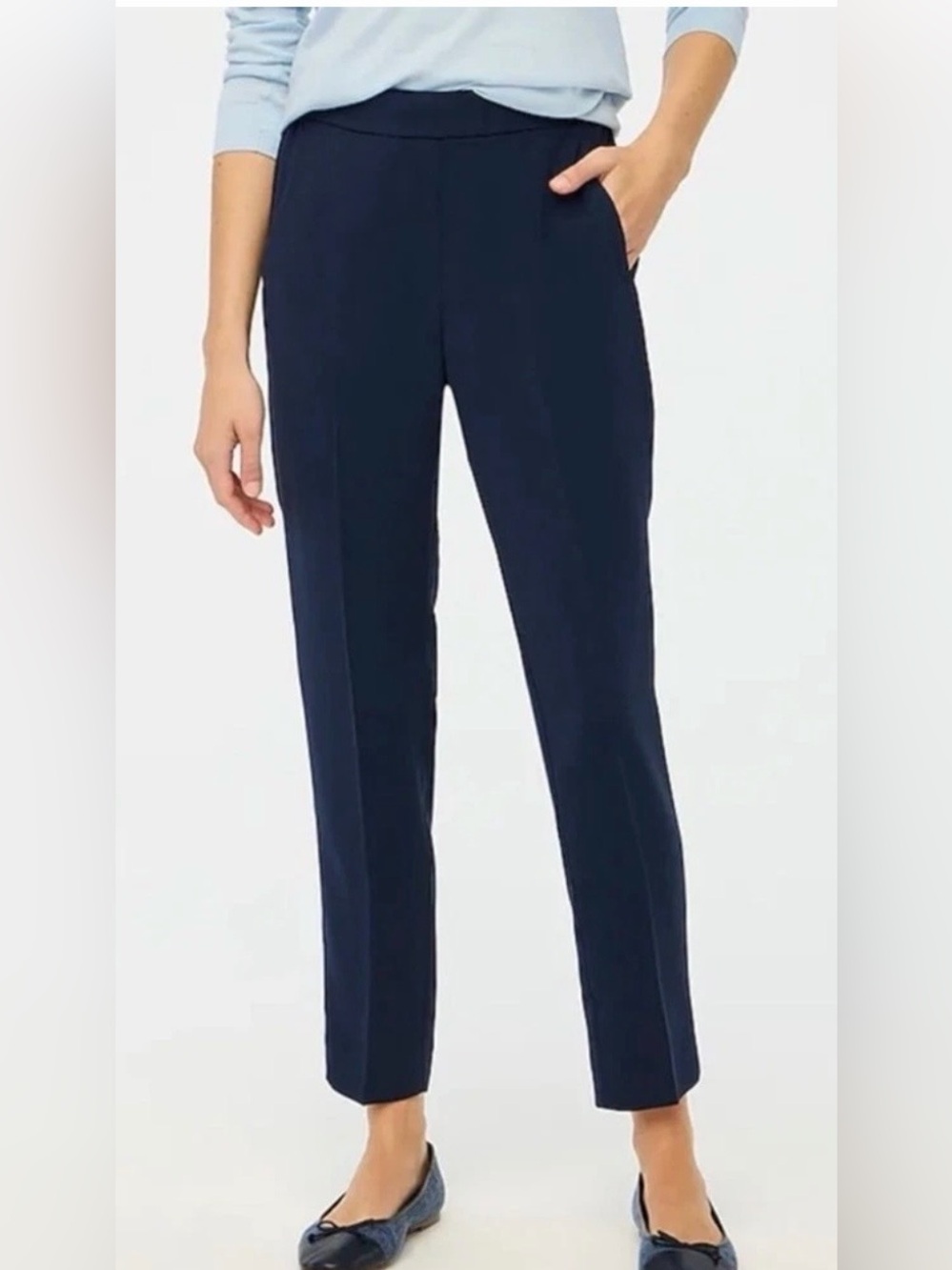 J. Crew Factory Jamie Ankle Dress Pants 0 Navy Blue Office Trousers Pull On